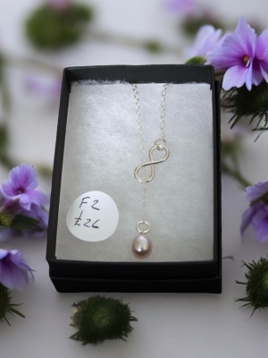 infinity freshwater pink pearl necklace