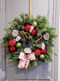 Candy cane themed wreath