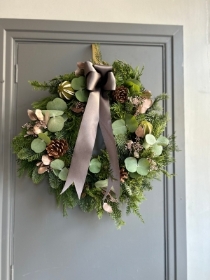 Natural silver door wreath