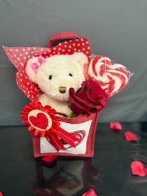 Teddy and fresh rose gift set